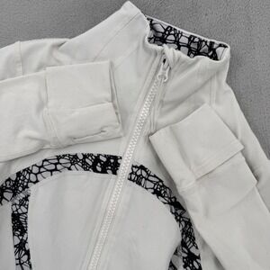 Lululemon Define Jacket White Black Lace Mesh Trim Full Zip Athletic Womens Sz 2